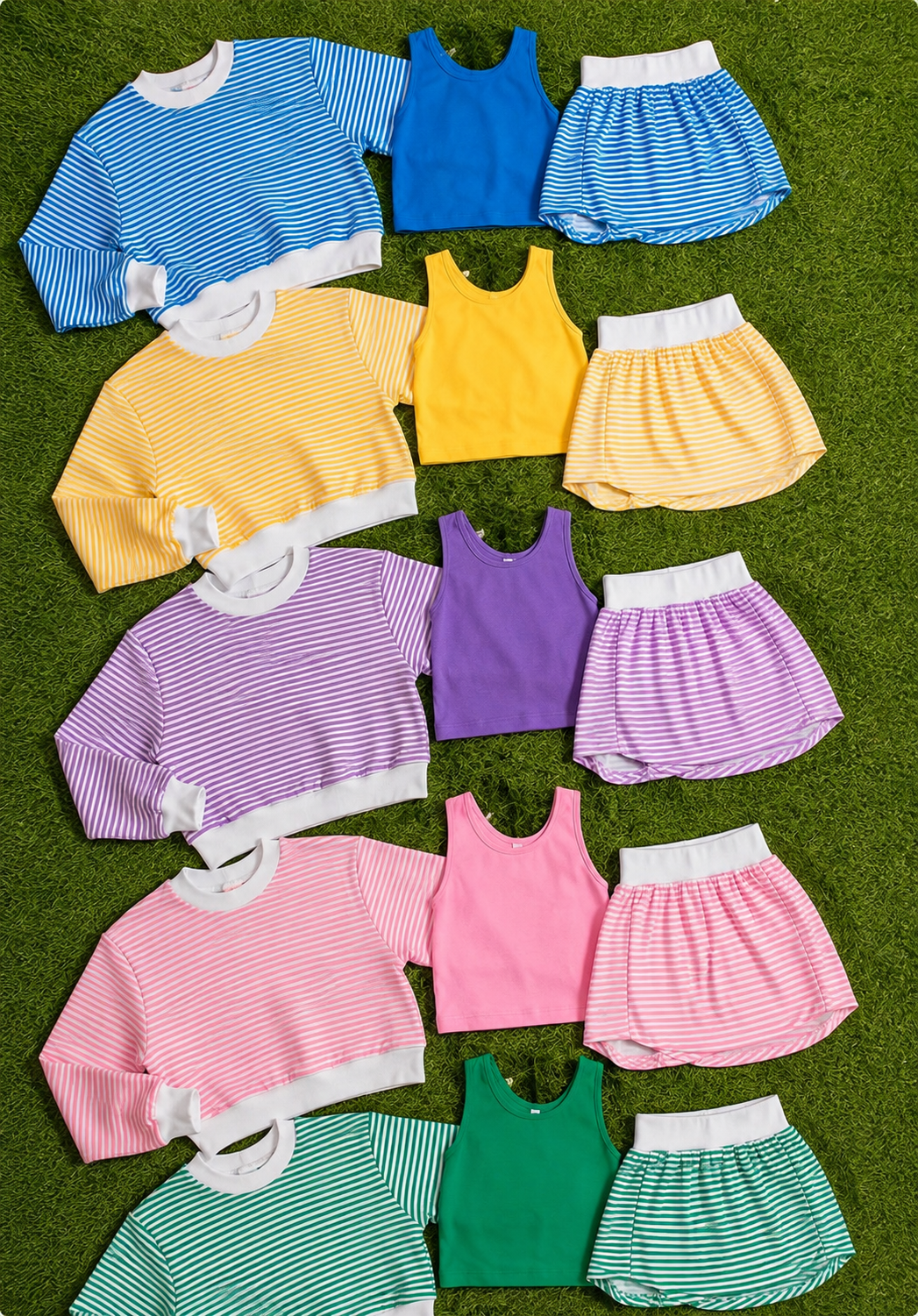 3 Piece Striped Skort Set (ETA Oct to JPS)
