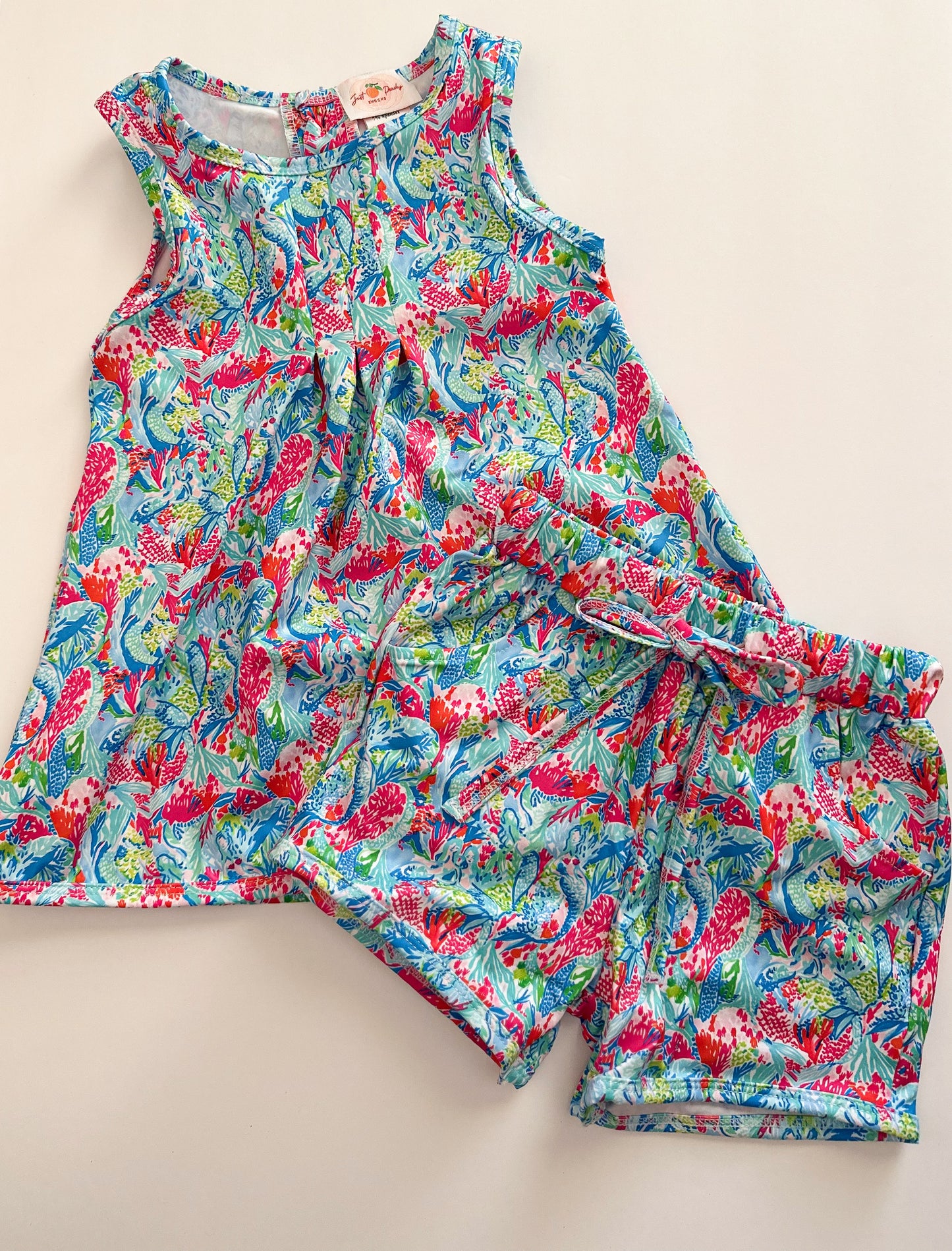 Sleeveless Floral Set - Coral Reef