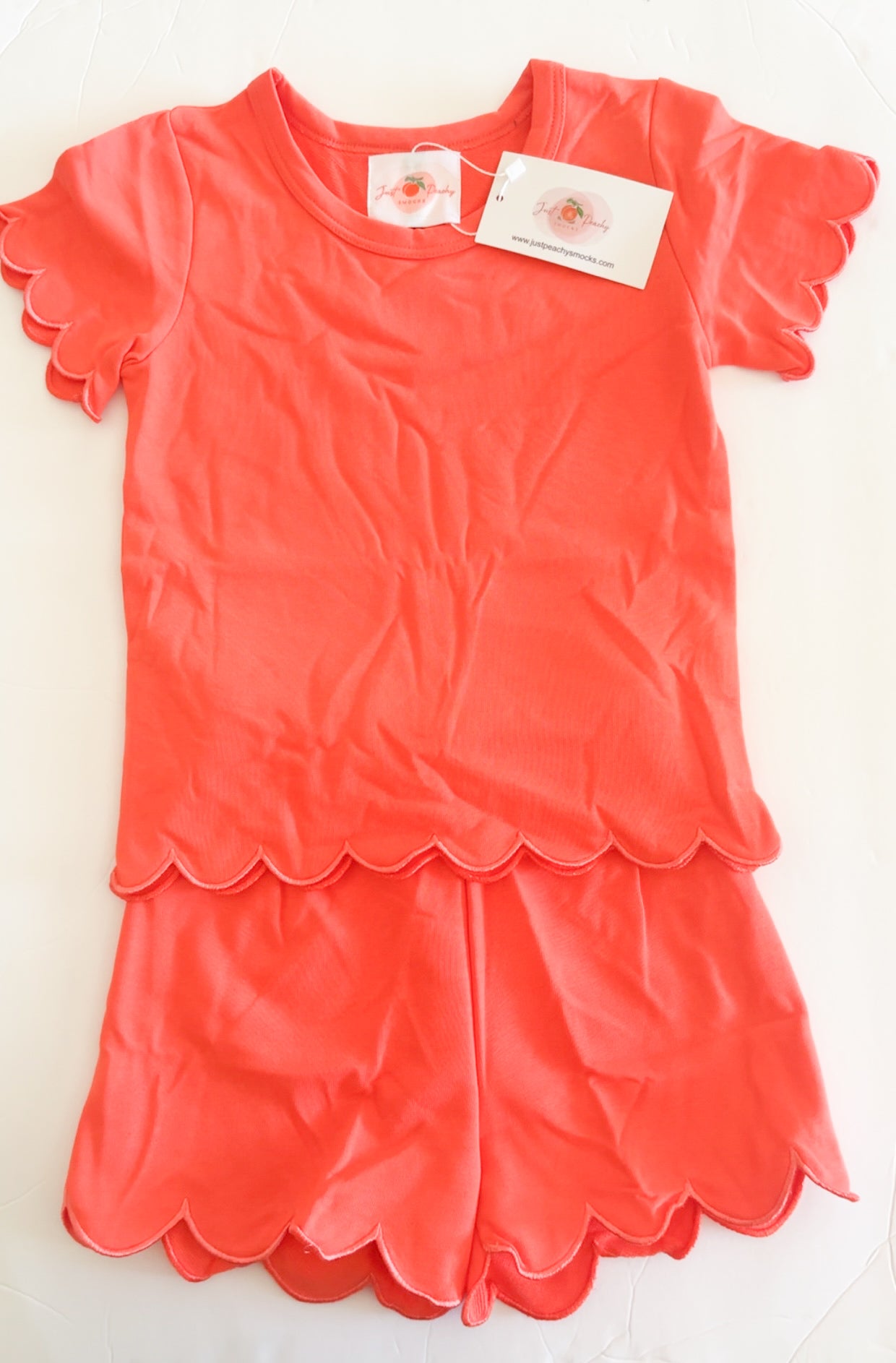 Coral Scalloped Short Set