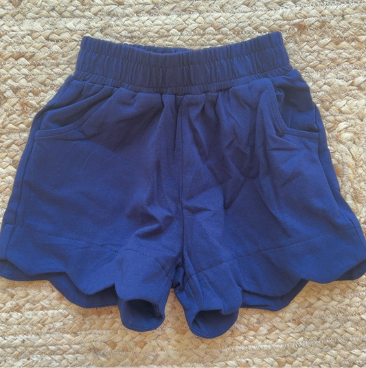 Scalloped Shorts - Navy