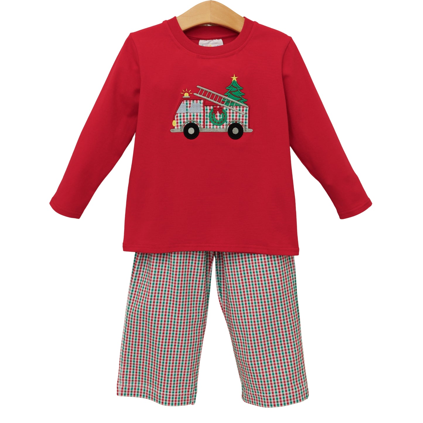 Jellybean Christmas: Festive Firetruck Pants Set