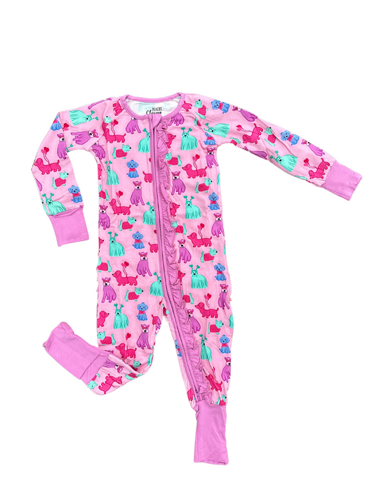 Doggy Valentine Bamboo - Long Sleeve Zippy