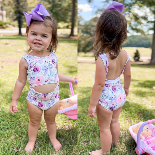 Purple Floral Gymnastic Leotard