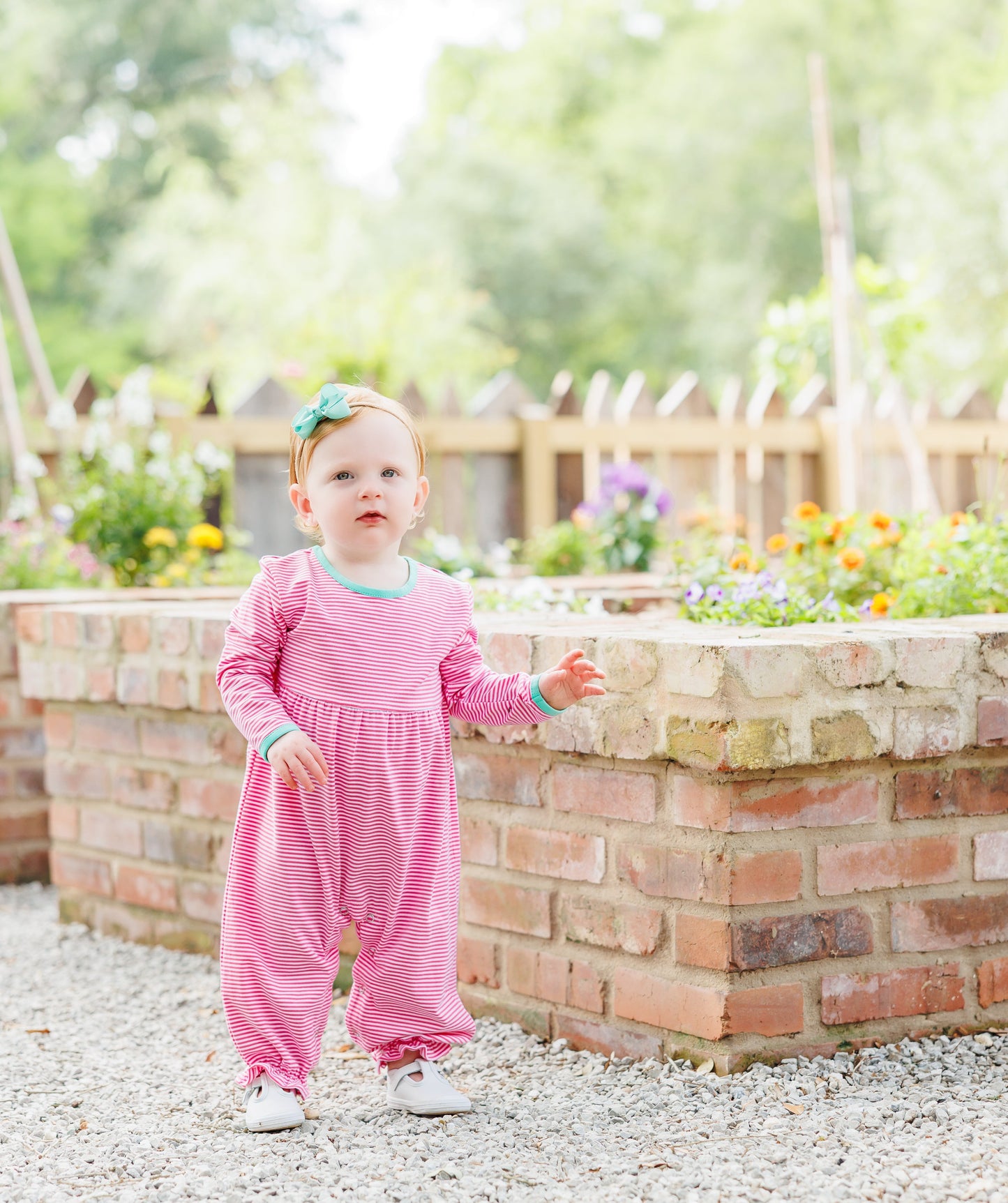 Jellybean Fall - Sadie Romper Pink Stripe & Mint