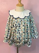 Navy Floral Scalloped Bubble