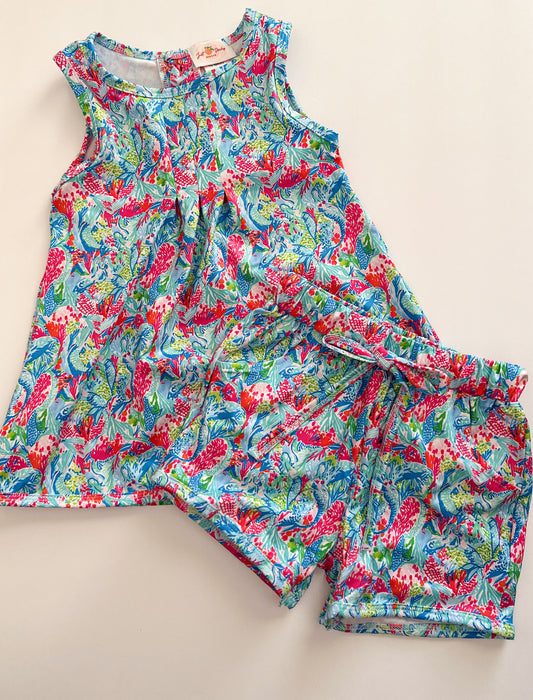Sleeveless Floral Set - Coral Reef