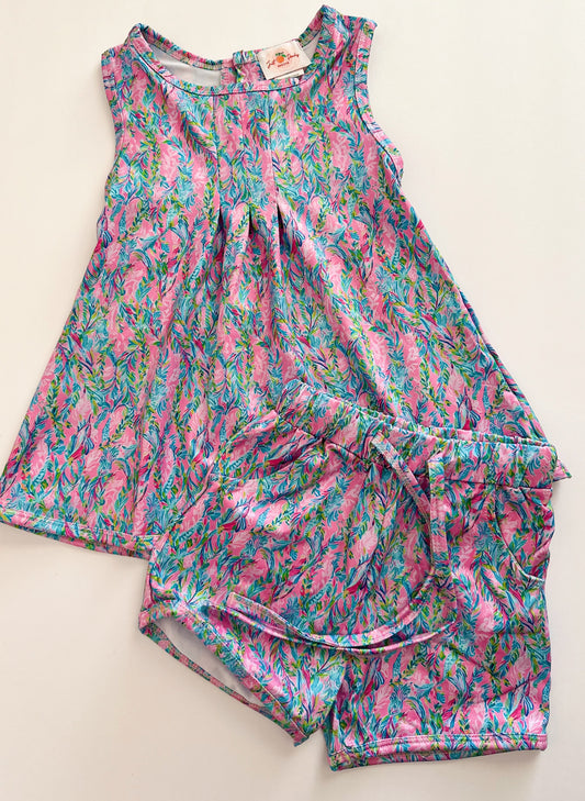 Sleeveless Floral Set - Pink