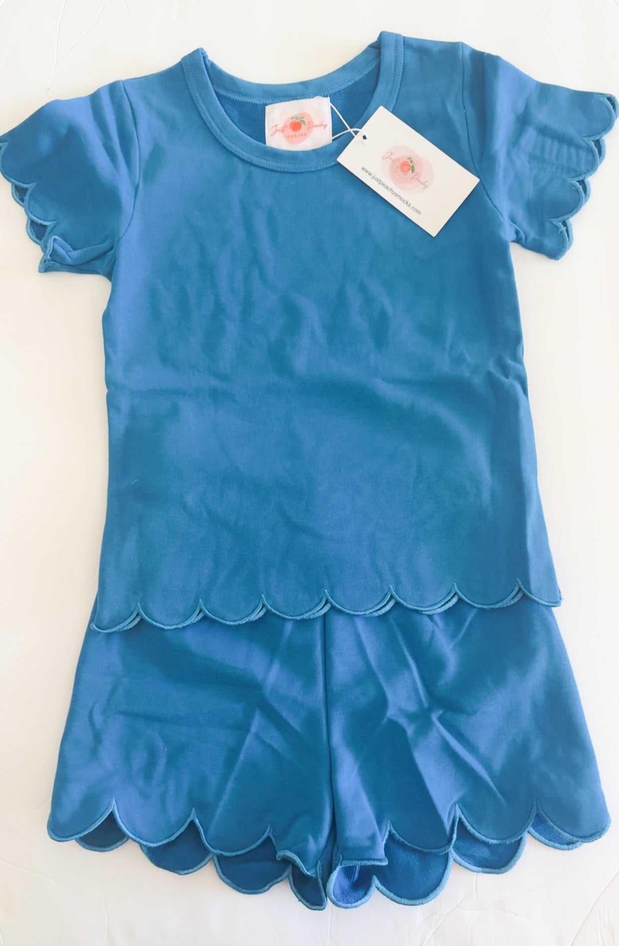 Blue Scalloped Short Set