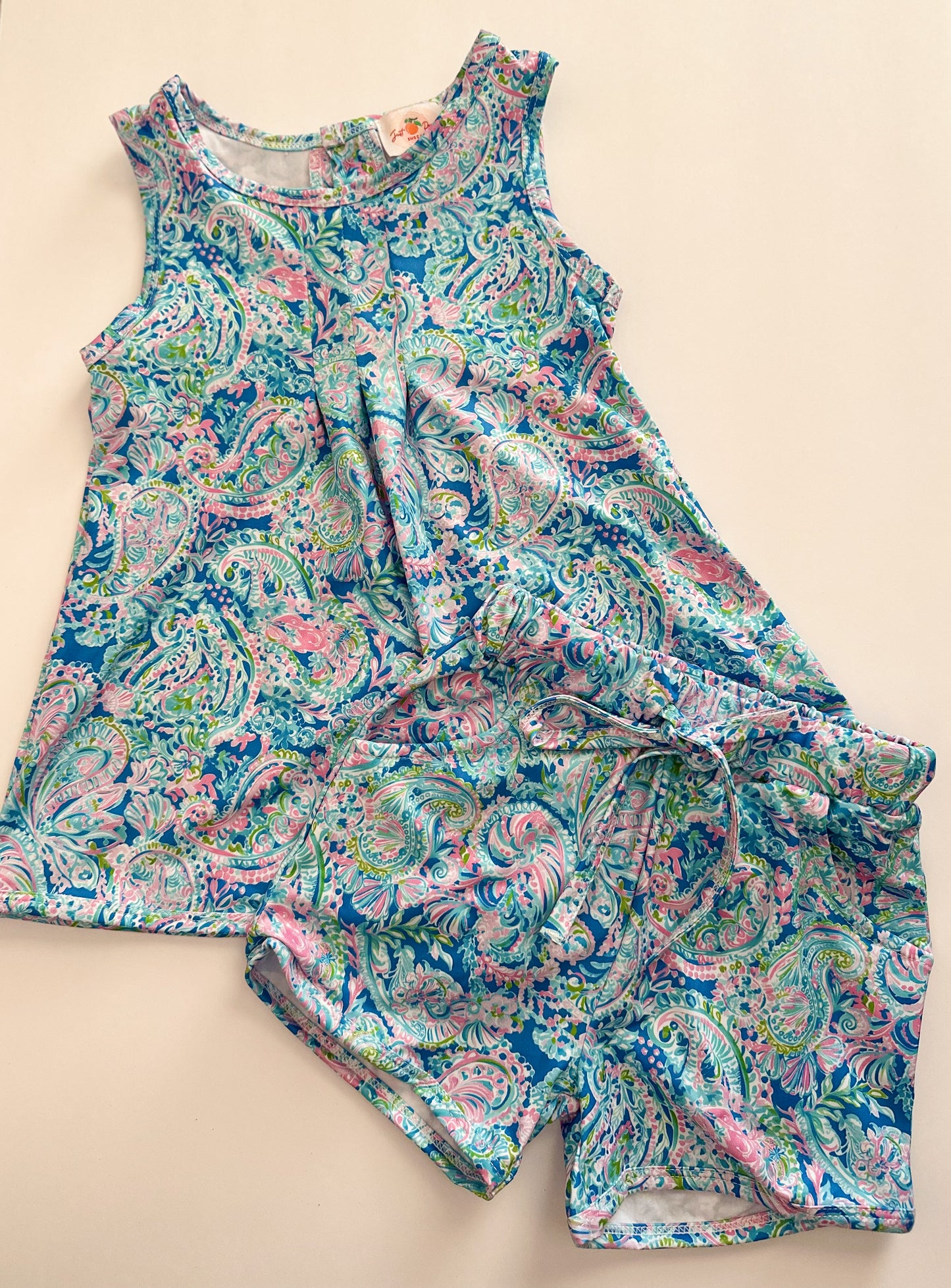 Sleeveless Floral Set - Blue Paisley
