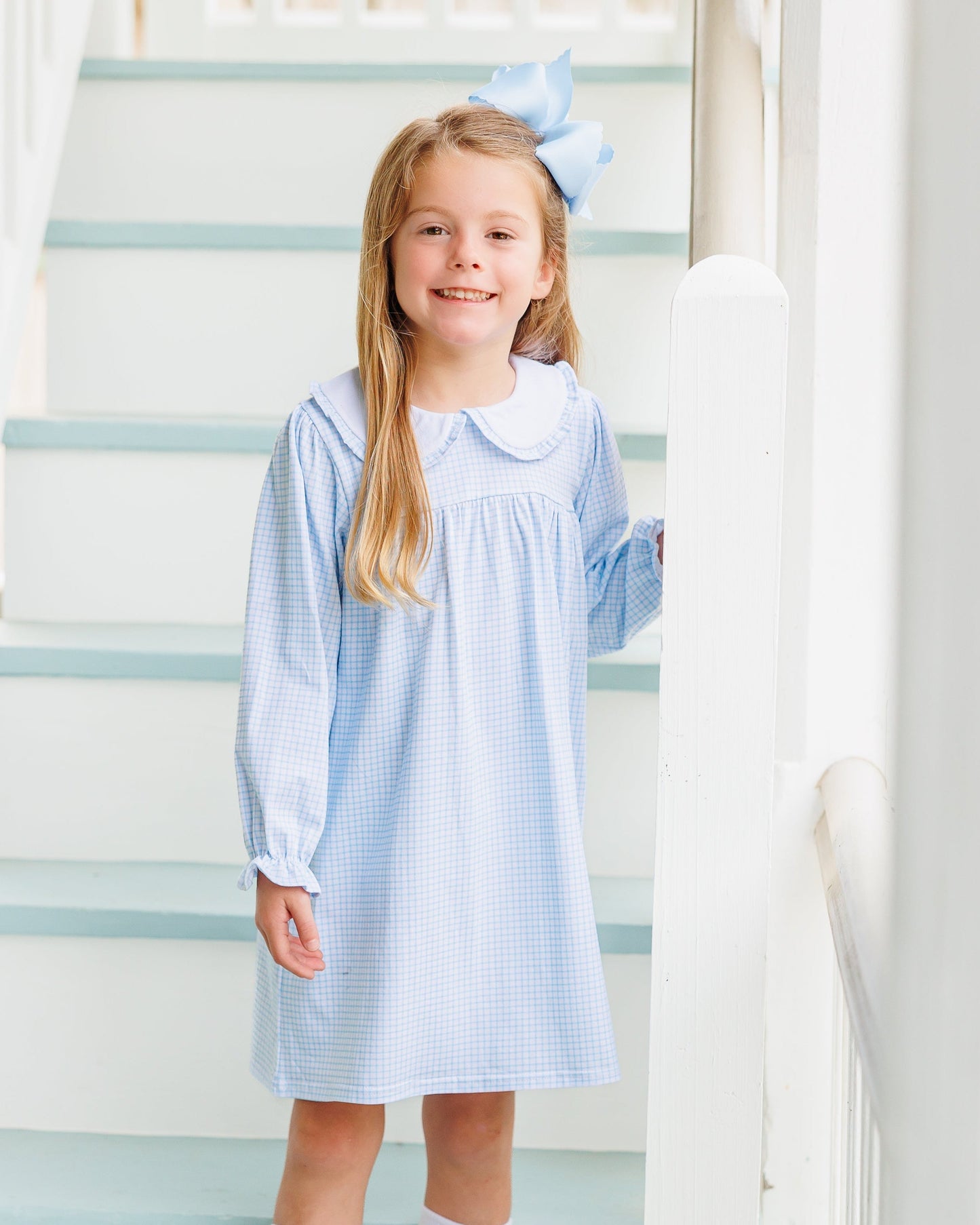 Jellybean Fall - Catherine Dress Light Blue Windowpane