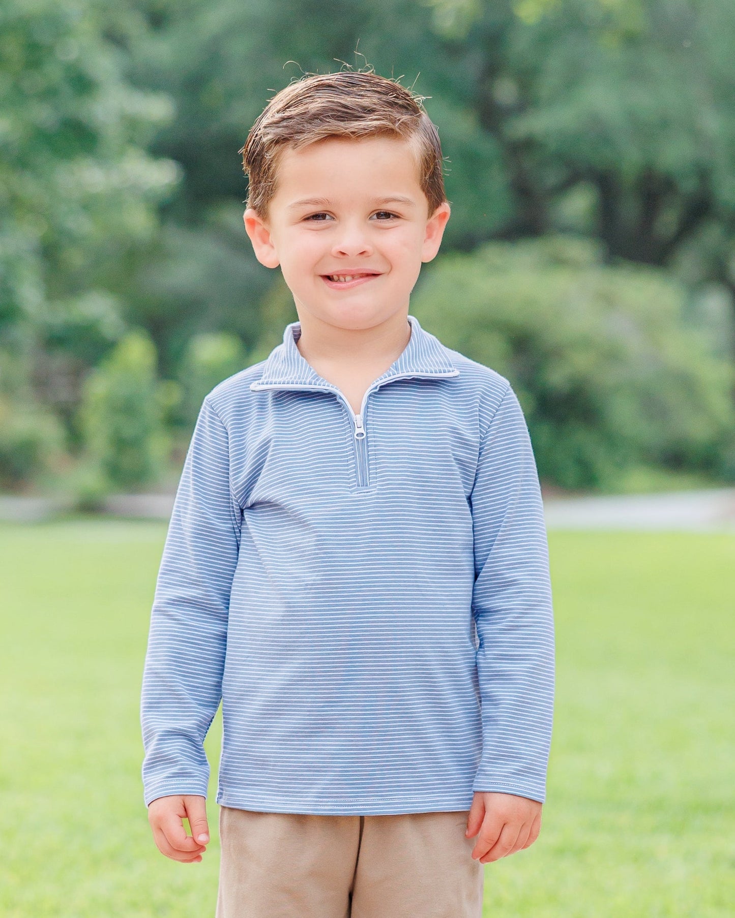 Jellybean Fall - Evan Pullover Dusty Blue Stripe