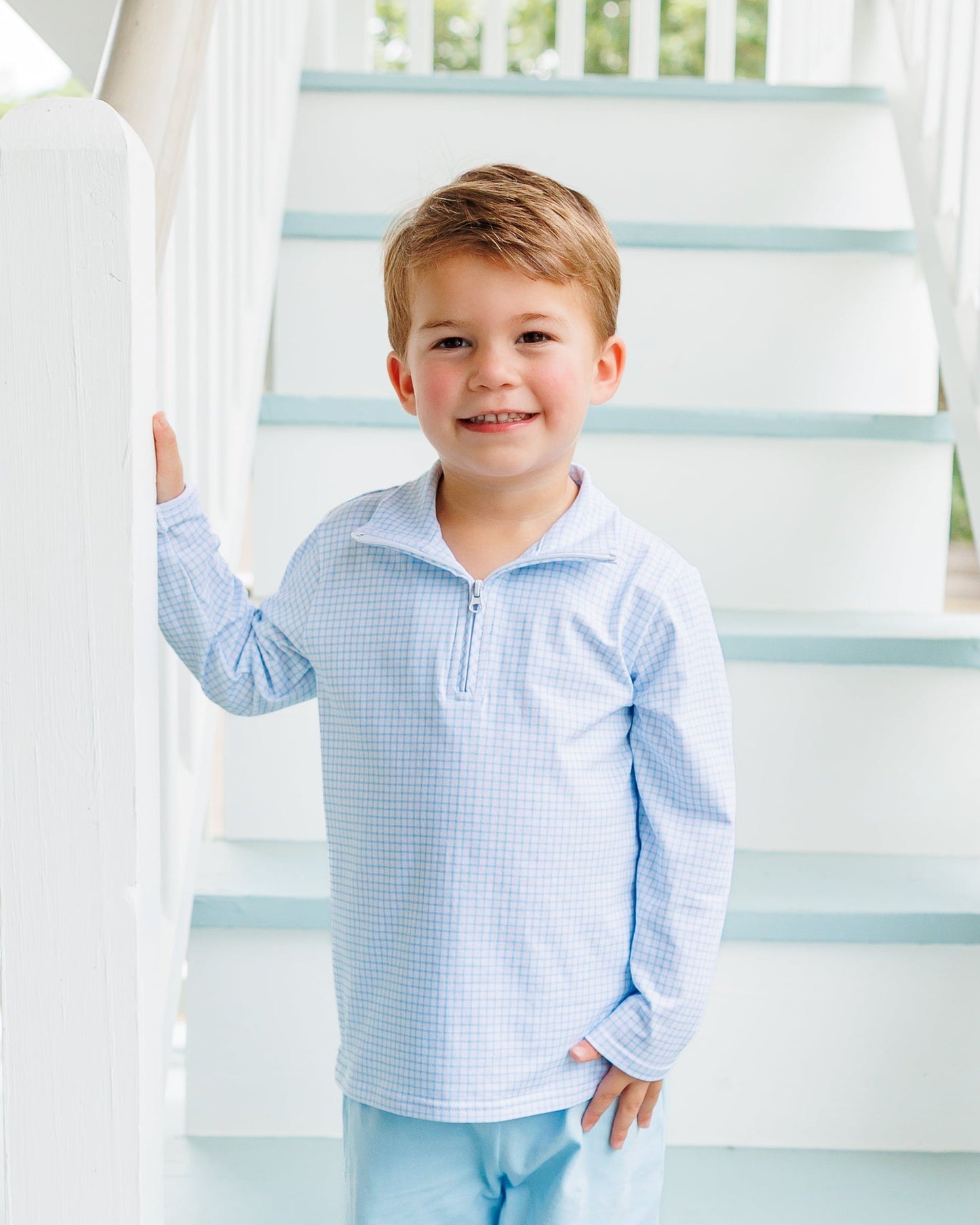 Jellybean Fall - Evan Pullover Light Blue Windowpane