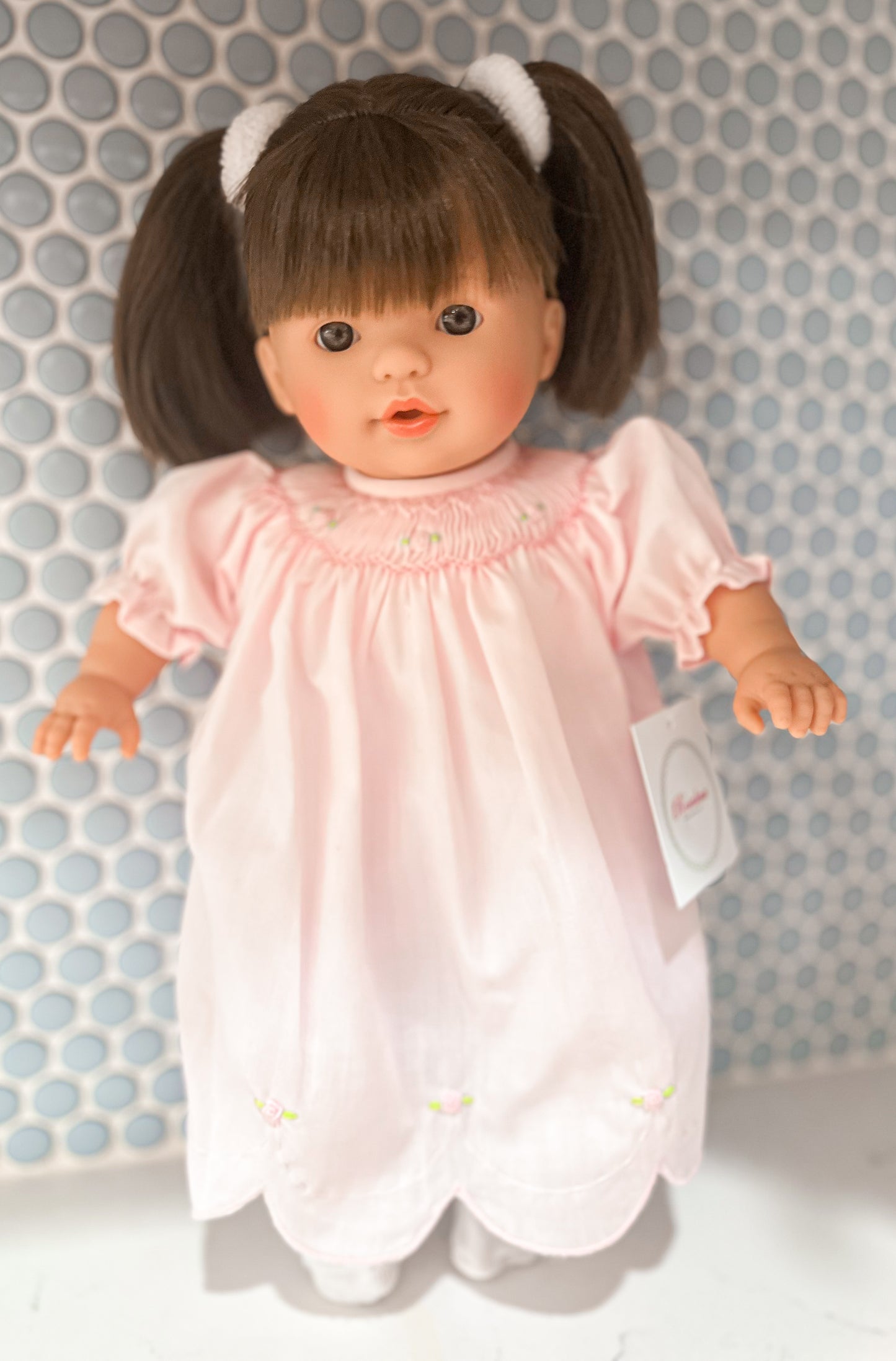 15" Megan Rosalina Baby Doll With Long Pigtails (Brown Eyes + Brown Hair)