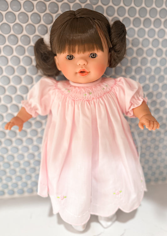 15" Sarah Rosalina Baby Doll With Short Pigtails (Brown Eyes + Brown Hair)