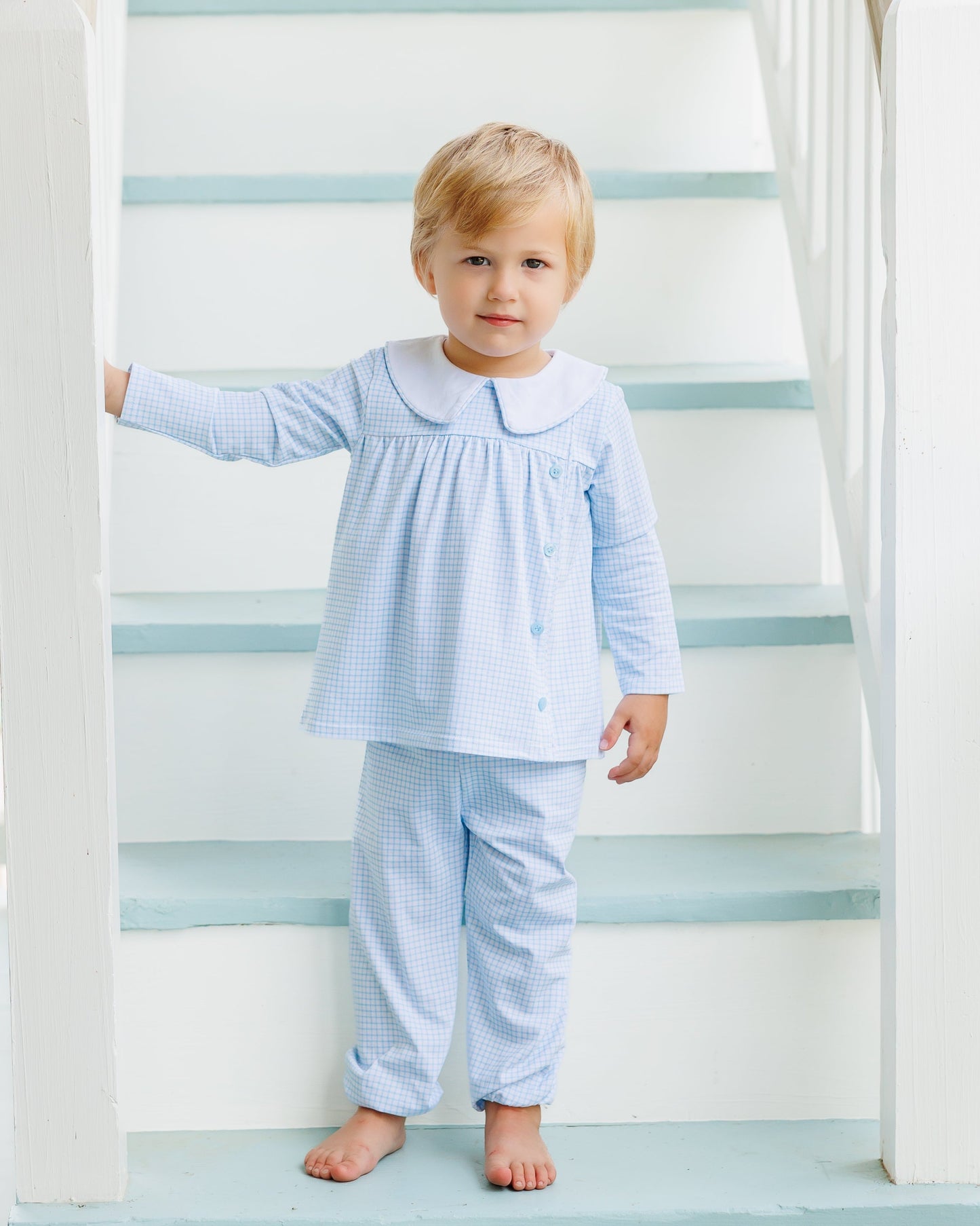 Jellybean Fall - Liam Bloomer Pants Set Light Blue Windowpane