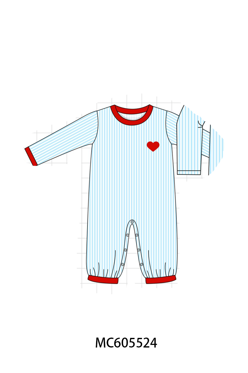 PO95 Blue valentine's day heart smocked collection