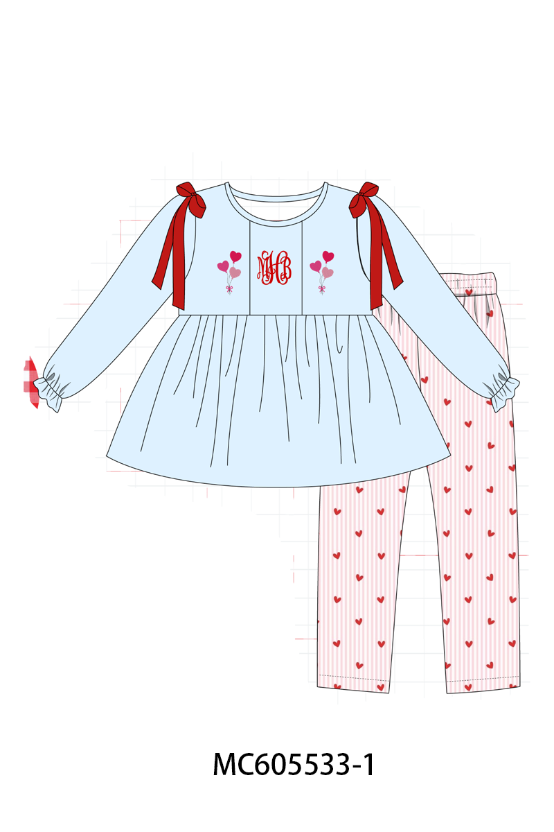 PO95 Blue valentine's day heart monogram embroidery collection