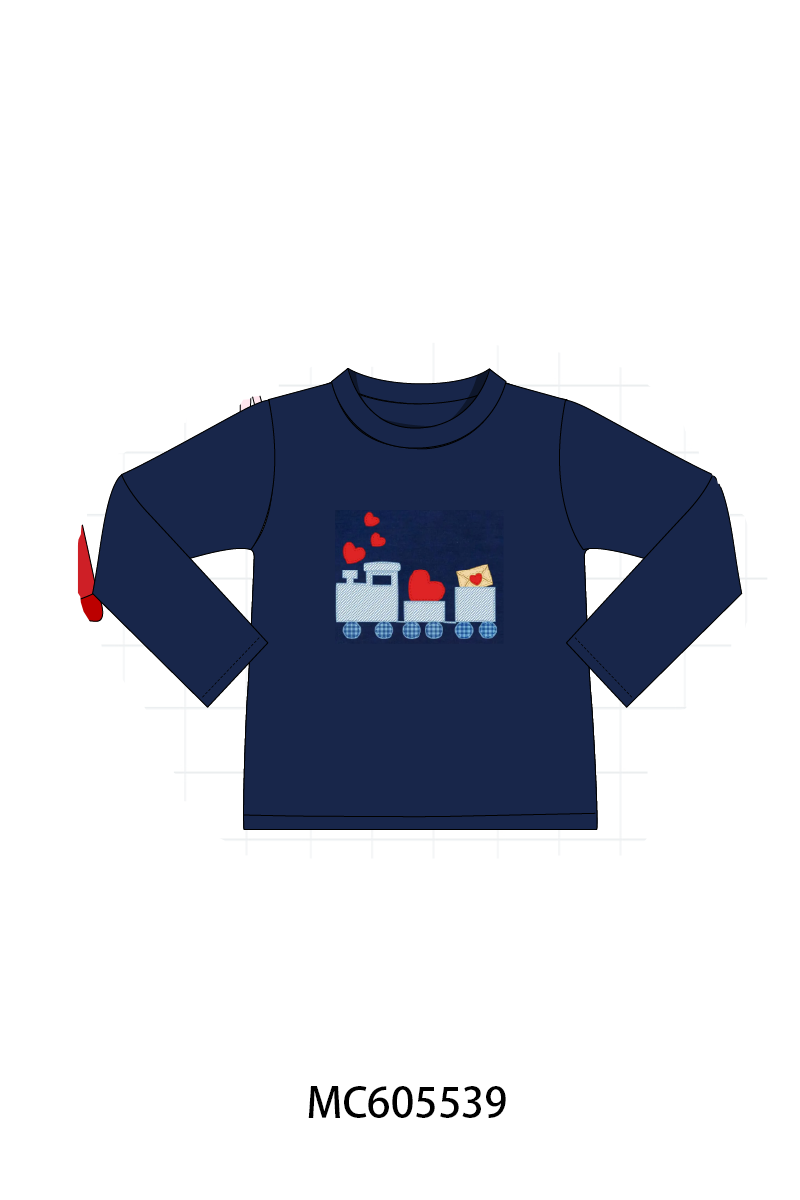 PO95 Red&navy valentine's day bow train embroidery collection