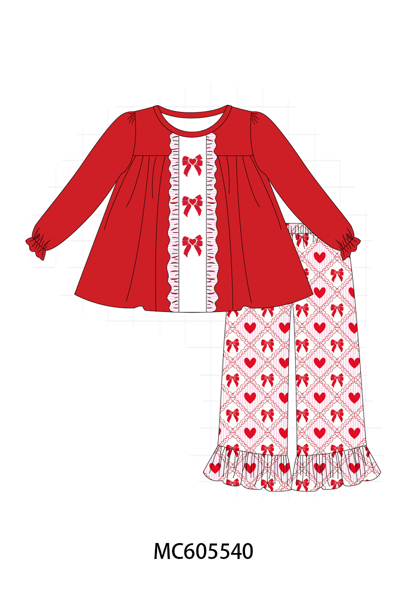 PO95 Red&navy valentine's day bow train embroidery collection