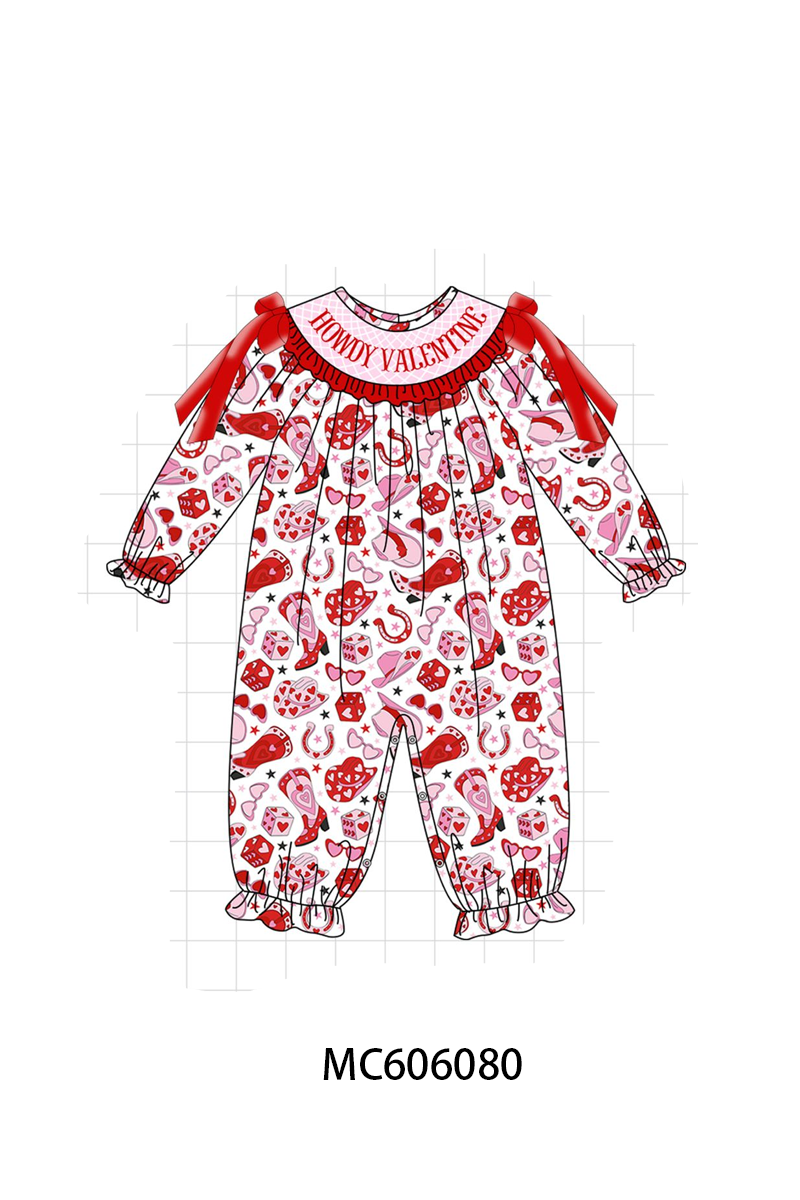 PO95 Red howdy valentine smocked collection