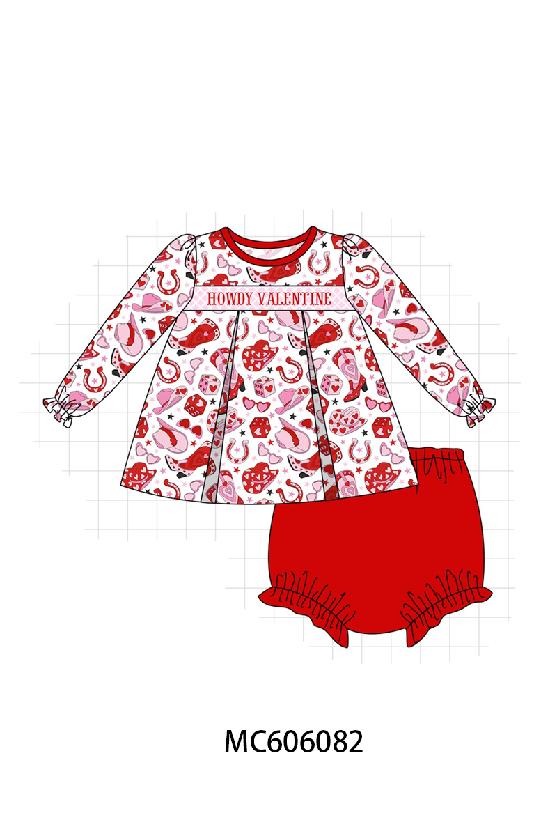 PO95 Red howdy valentine smocked collection
