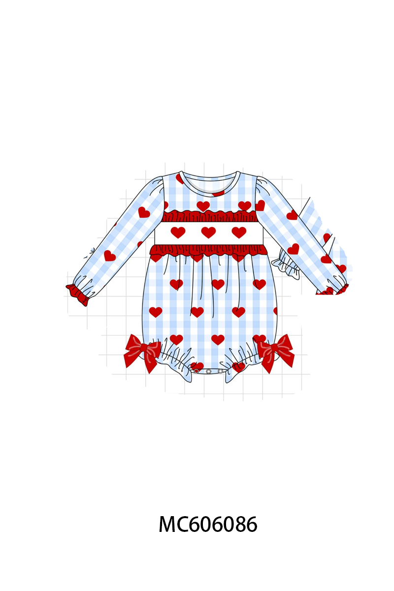 PO95 Blue heart embroidery gingham collection