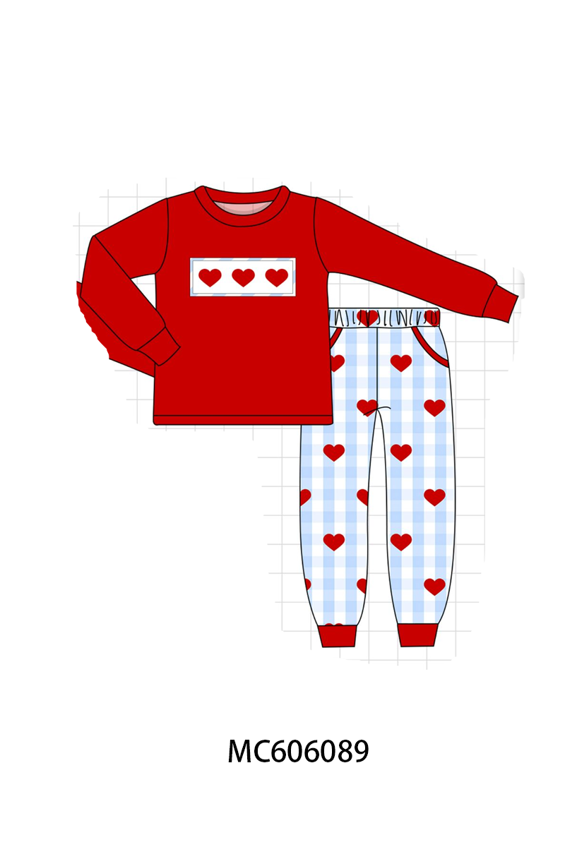 PO95 Blue heart embroidery gingham collection