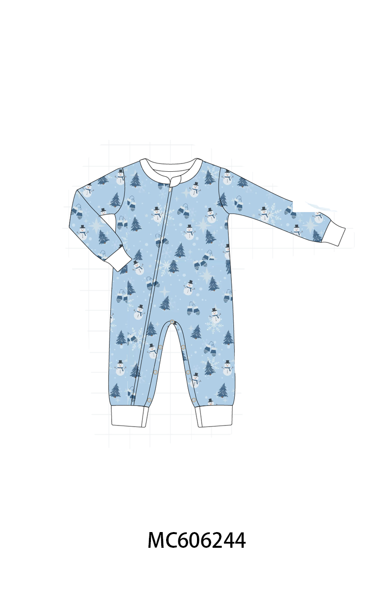 PO95 Blue snowman print pajama collection