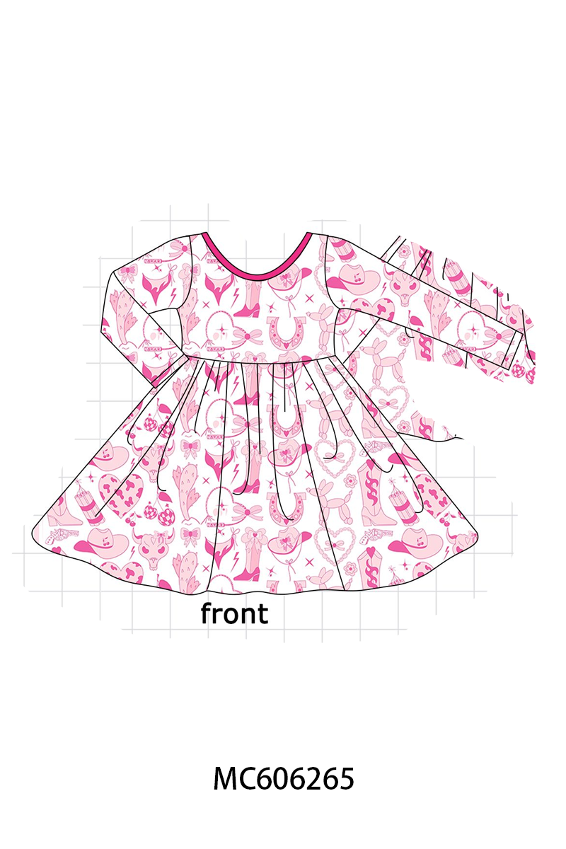 PO95 Pink western heart bow bamboo collection