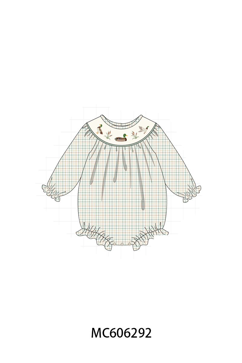 PO95 Sage duck embroidery plaid collection 1