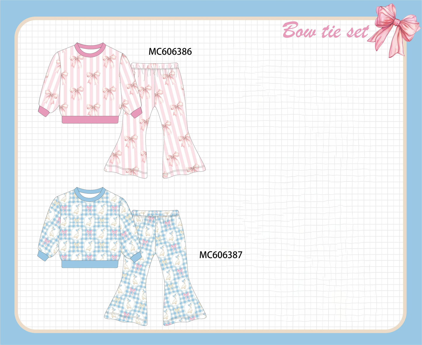 PO95 Pink&blue bow duck print collecton