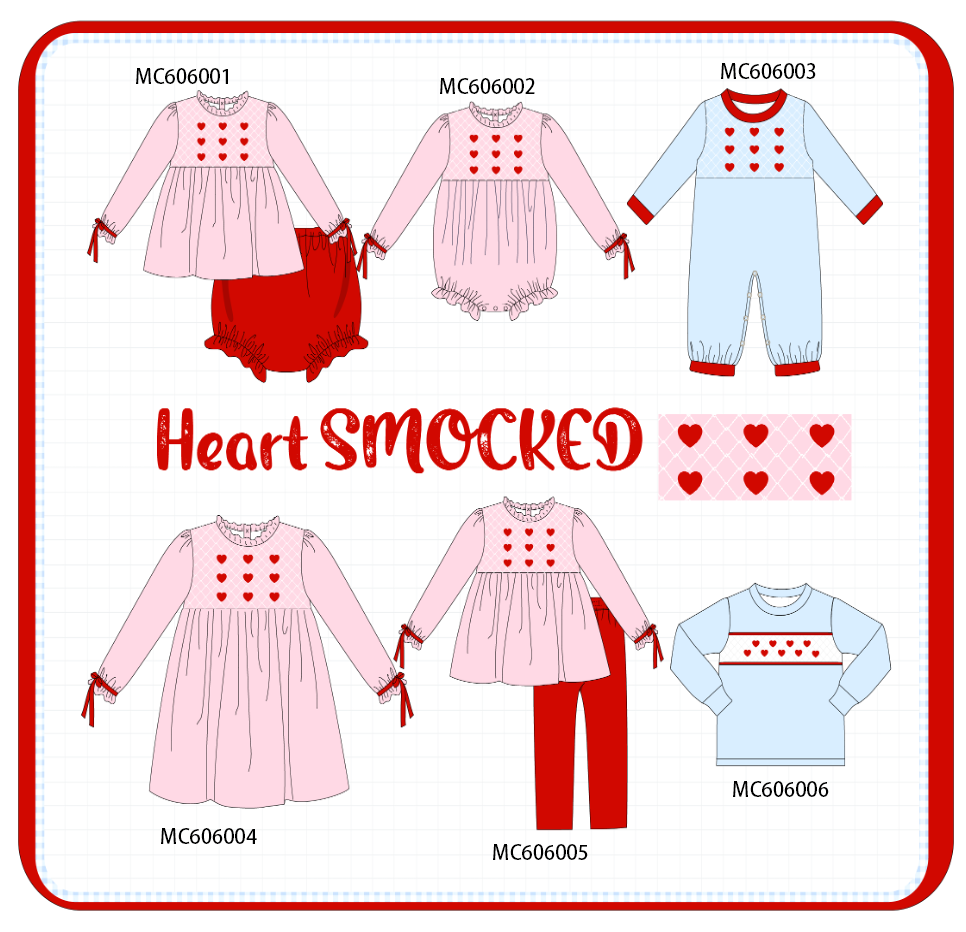 PO95 Pink&blue heart smocked collection