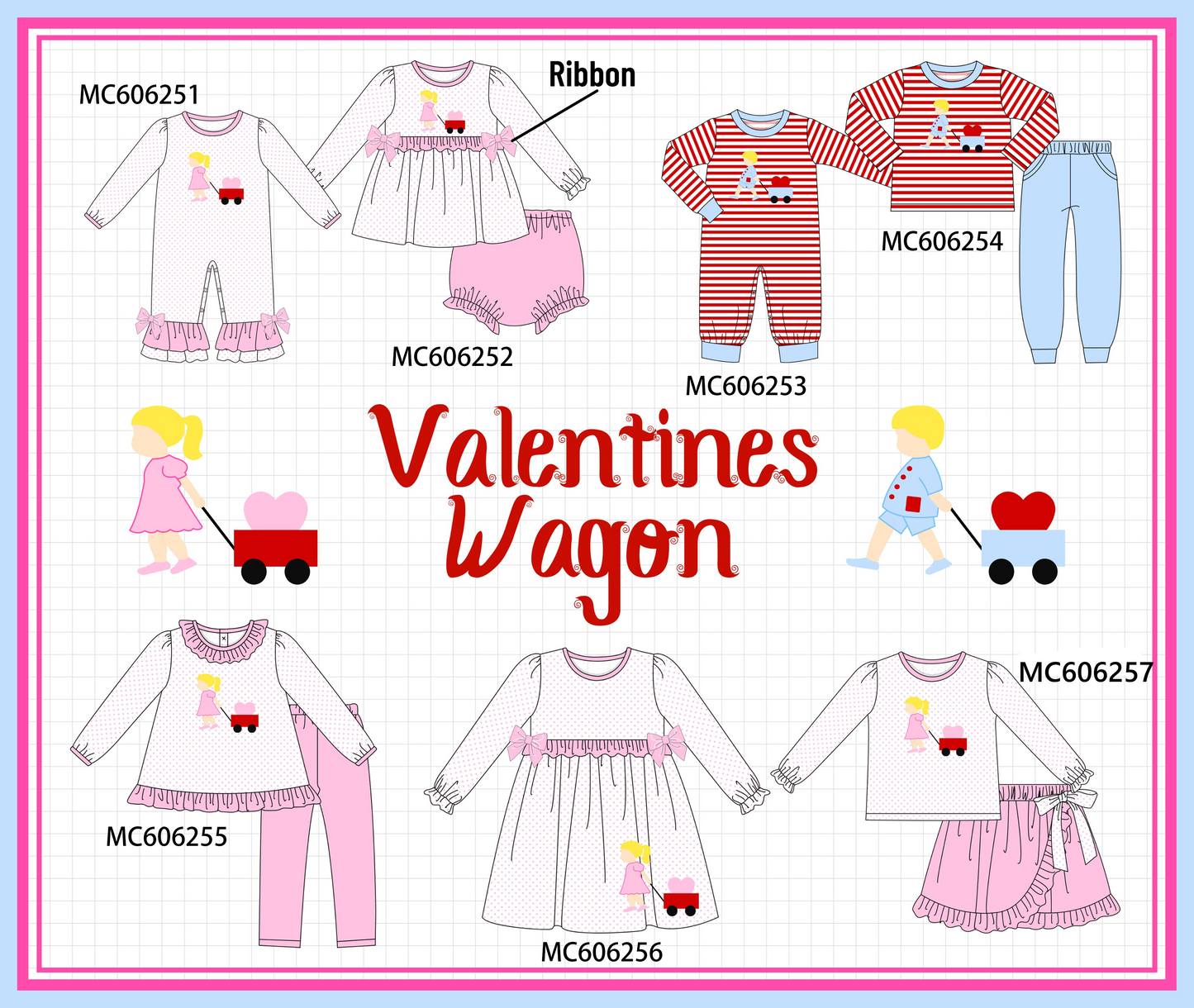 PO95 Pink heart wagon applique collection