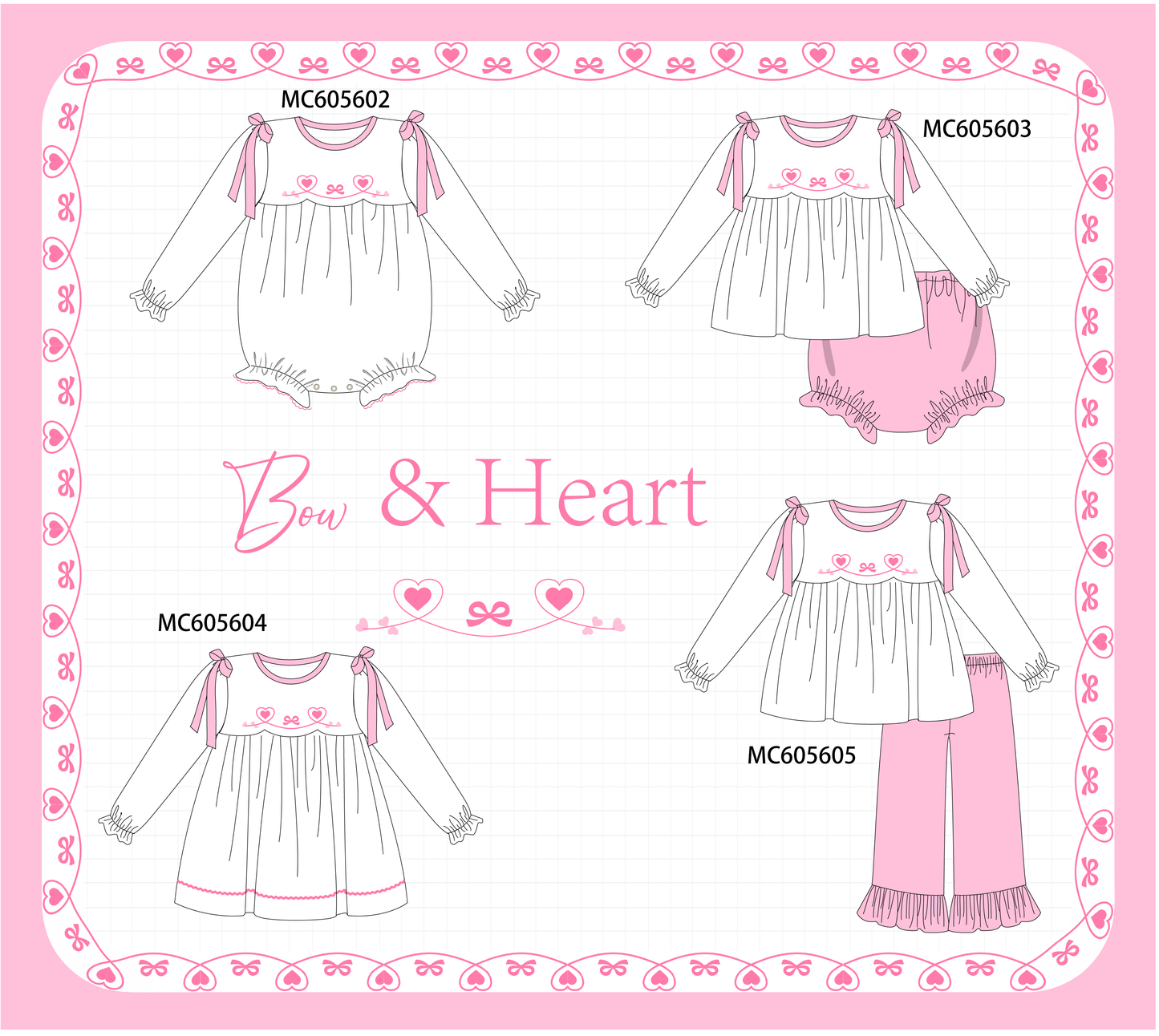 PO95 Pink valentine's day bow heart collection