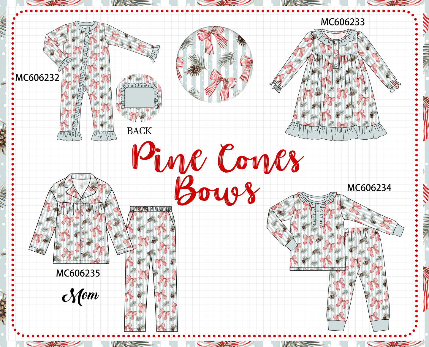 PO95 Sage bow print ruffle collection
