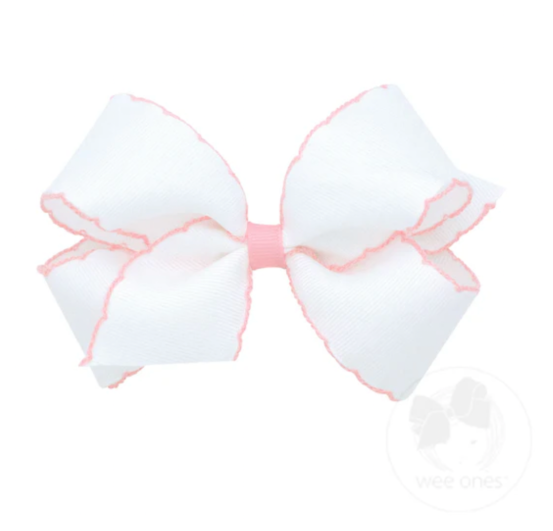 Medium Moonstitch Grosgrain Hair Bow with Contrasting Wrap