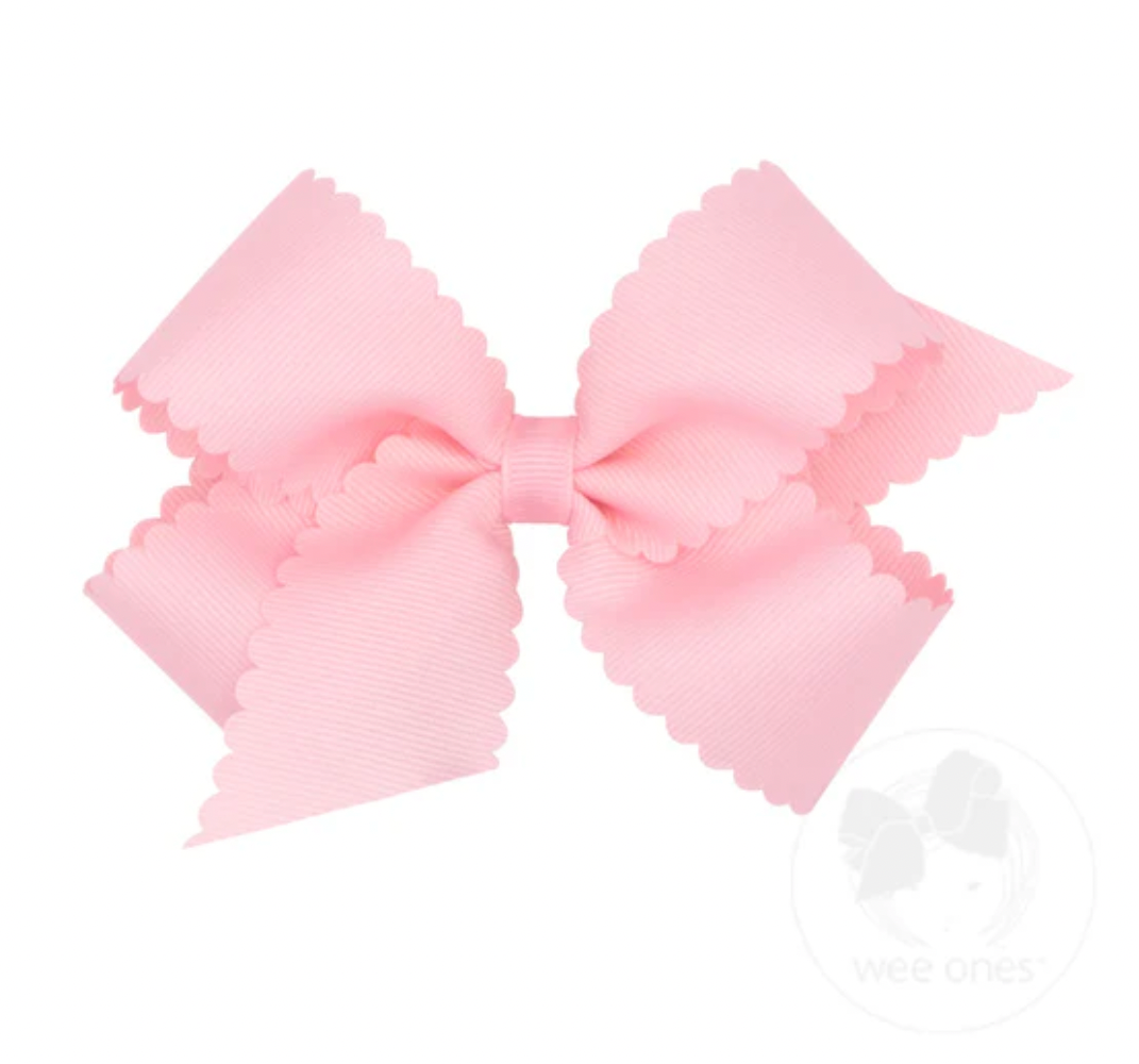 Medium Grosgrain Hair Bow with Scalloped Edge