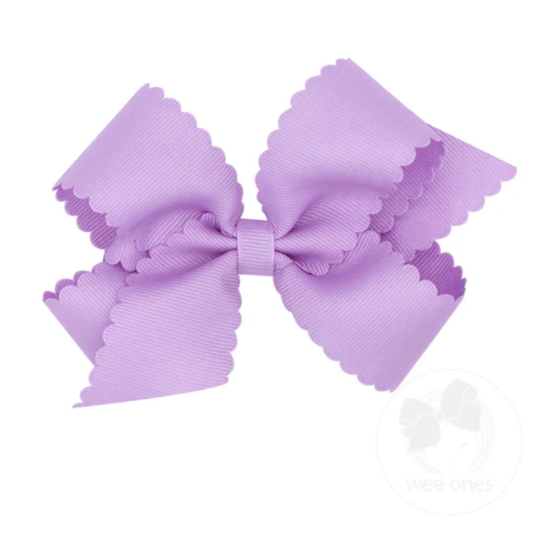Medium Grosgrain Hair Bow with Scalloped Edge