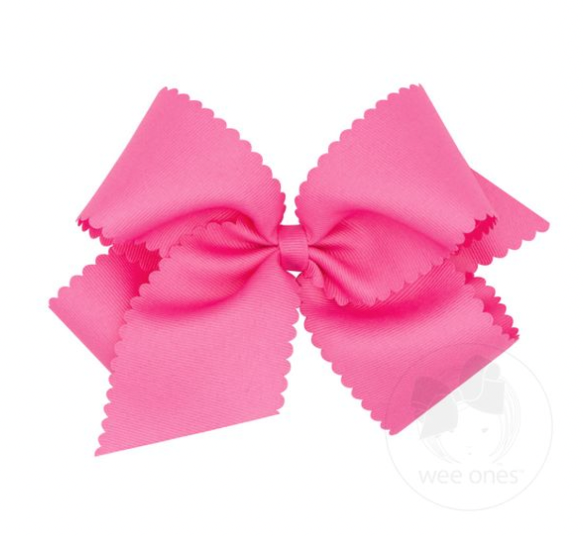 King Grosgrain Hair Bow Scalloped Edge